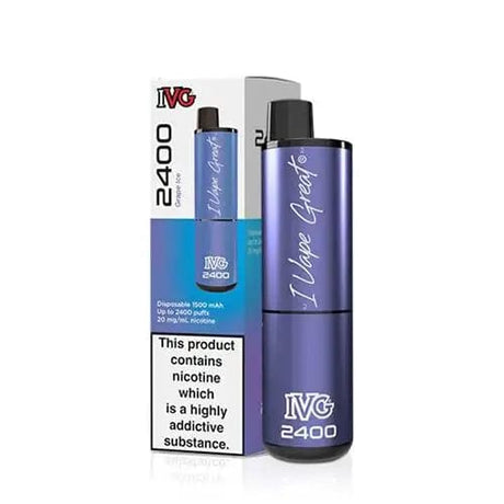 Disposable Vape Sticks Grape Ice IVG 2400 Puff Disposable Vape